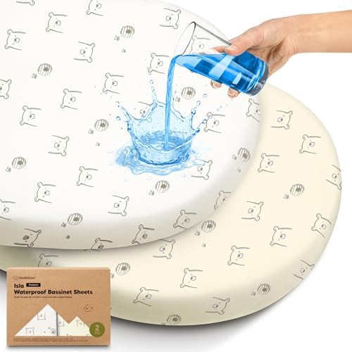 2pk Waterproof Bassinet Sheets Boy, 33x17 Mattress Cover by KeaBabies