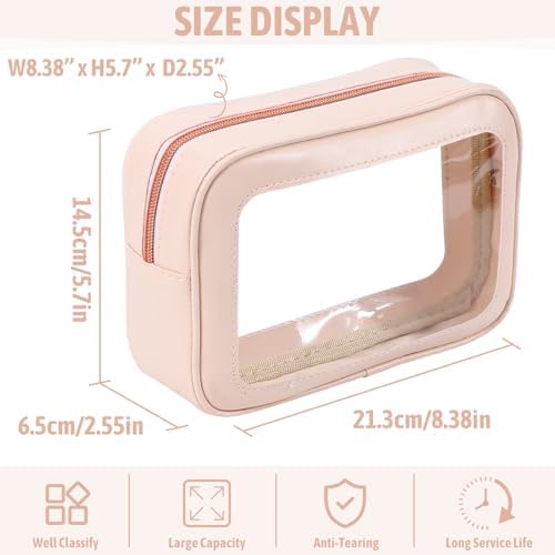 YOPCDJ 3Pack Clear Toiletry Bag, TSA Approved Travel Makeup Pouch - Image 2