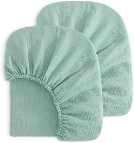NTBAY 2 Pack Muslin Cotton Crib Sheets, Soft and Breathable Double Layer 28x52 by NTBAY