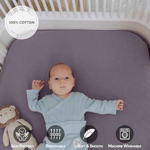 Dreamology Mini Crib Sheets Fitted, 100% Cotton Crib Sheets, 2 Pack Sheets - Image 3