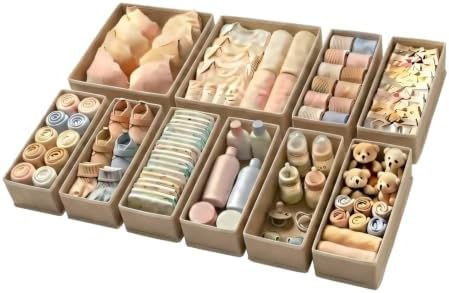 Drawer Organizer 10 Pack Khaki for Clothes & Underwear by Unknown