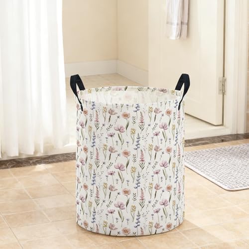 ESSME Flower Laundry Basket, Collapsible Canvas Waterproof Storage Bin - Image 5