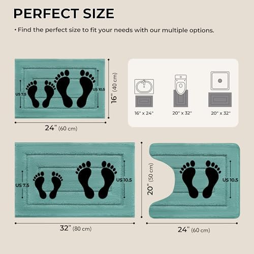 GRANNY SAYS Teal Bathroom Rugs Set 3 Piece, Soft Microfiber Bath Mats - Image 2