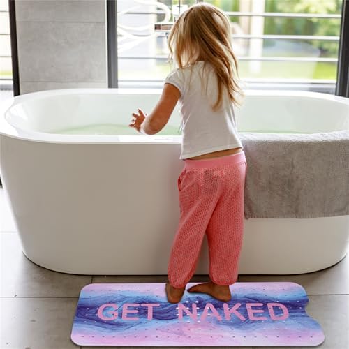 Pink Blue Bathtub Mat Non Slip 40x16in Extra Long Marble Bath Mat - Image 5