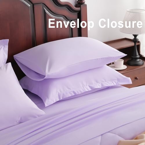 NTBAY King Microfiber Bed in a Bag, Comforter Set 7 Piece, Light Purple - Image 5