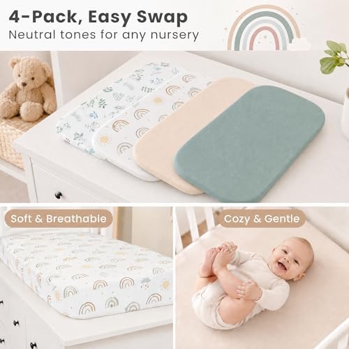 4 Pack Bassinet Sheets, Compatible - Image 4