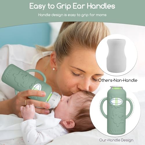 4 Pack Silicone Sleeves for Dr. Brown's Glass Baby Bottles -Drop Protection - Image 3