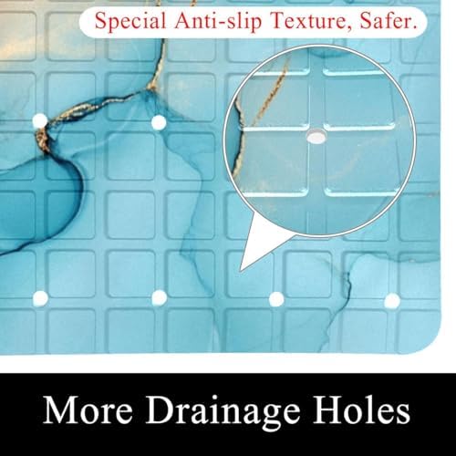 Shower Mat Non Slip 26.8 x 15.1 Inches, Marble Texture Bathtub Mat Shower Stall - Image 2
