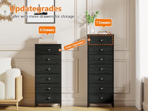 Furnulem Black Bedroom Dresser, Tall Chests of Drawers - Image 6