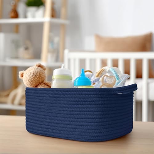 Cute Blue Woven Basket, Empty Gift Basket - Image 6