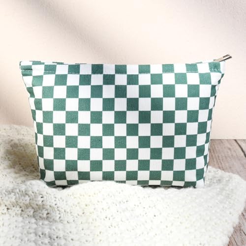 SOIDRAM 2 Pcs Checkered Makeup Bag Large Cosmetic Bag Toiletry Bag Makeup Pouch - Image 5