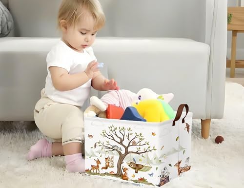Large Woodland Baby Toy Basket Collapsible Kids Storage Bin Cute Shower Gift - Image 6