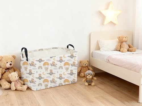 Sanjiaofeng Rectangular Kids Basket Bear Storage Bins, Cute Storage Basket - Image 4