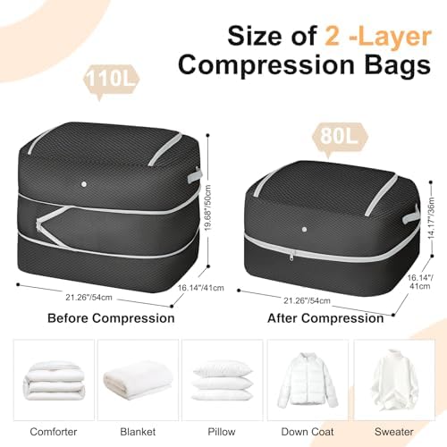 Comforter Storage Bag - 110L Large Capacity Blanket Storage Bags 2-Layer Ultra - Image 2