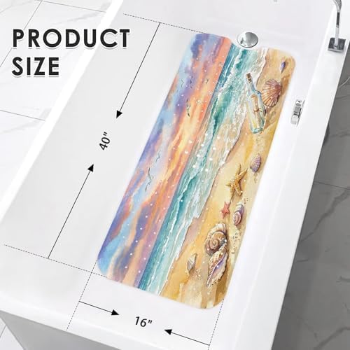 Bathtub Shower Mat 40X16 Inch, for Toddler, Beach Ocean - Image 2