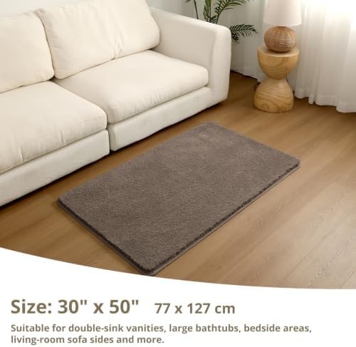 Polyester Bathroom Rug 30"x50" Brown, Large Soft Shaggy Bath Mat - Image 2
