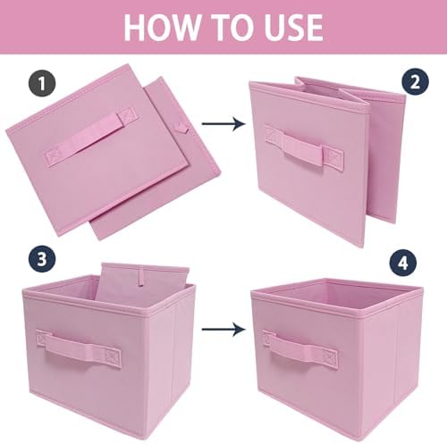 EBIGIC Pink Bins 9.0"x7.5"x7.5" Small Size Fabirc Foldable Closet Toy Organizer - Image 4