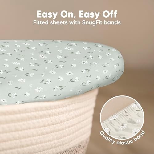 2-Pack Baby Bassinet Sheets Girl, 33x17 Bedside Sheets - Image 5