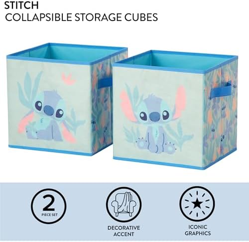 Stitch Storage Cubes Set of 2 Durable Fabric Bins - Image 2