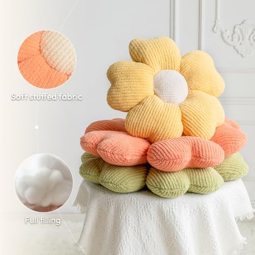 Sioloc Flower Shaped Throw Pillow, Fun Daisy Pillow, 19.7" Light Orange Cute - Image 5
