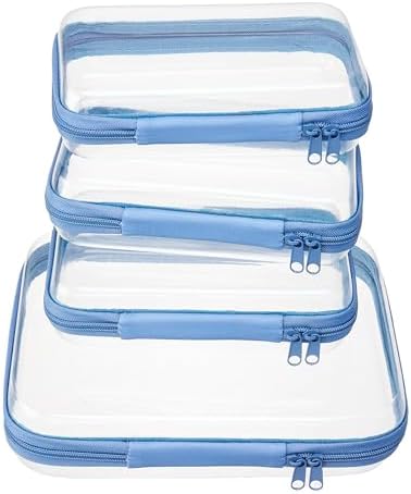 4 pcs Clear Zipper Pouches, Hard Shell Zipper Case, Toiletry Bag by WELPIRT