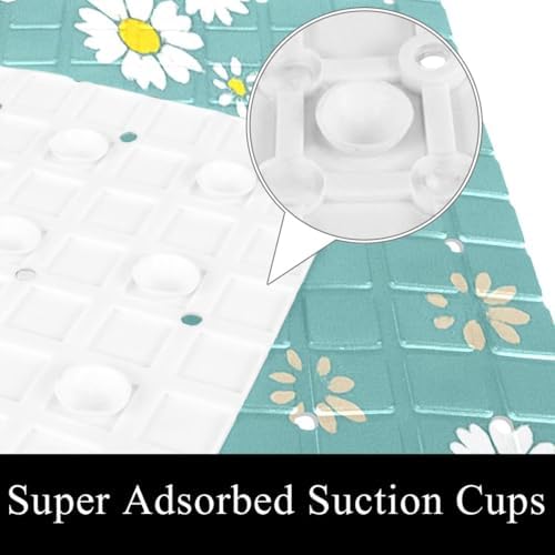 Bathtub Mat Non Slip 26.8x15.1 Inch, Daisies Floral Shower Mat - Image 3