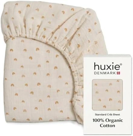 Crib Sheets, 100% Organic Cotton Muslin, Fitted 28"x52" Standard by huxie