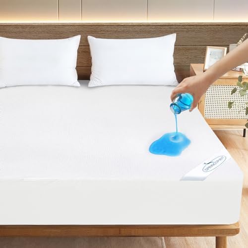 California King Size Mattress Protector Waterproof, Absorbent Fitted Sheet by SpringspiritBedding