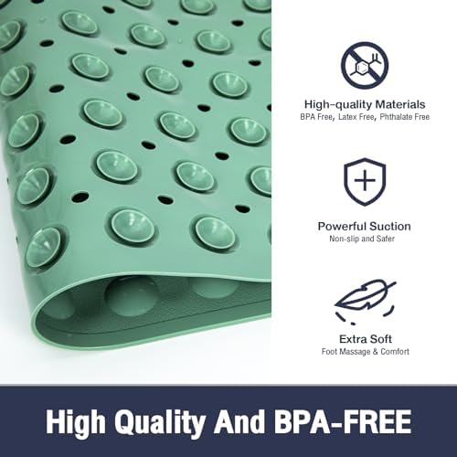 Extra Long Bathtub Mat Non Slip Bath Mat Mars Green 40"x16" Full - Image 6