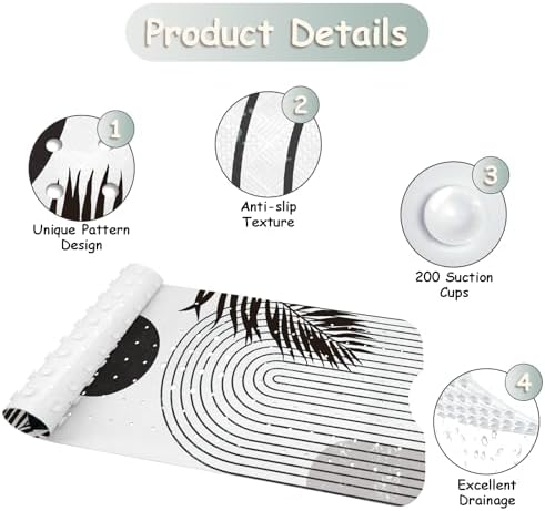 Bathtub Mat Non Slip, Bohemia Extra Long Bath tub Mat Shower Floor Mat - Image 3
