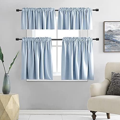 DONREN Light Blue Cerulean Window Curtain Valances - Image 6
