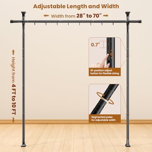Room Divider Curtain Rods No Drilling, Adjustable Wall Divider 4-10Ft - Image 2
