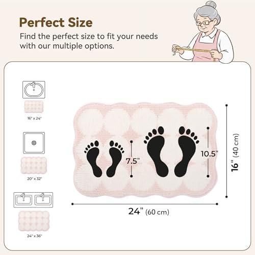 GRANNY SAYS Waved Pink Bathroom Rug, Cute Scalloped Bath Mat - Image 2