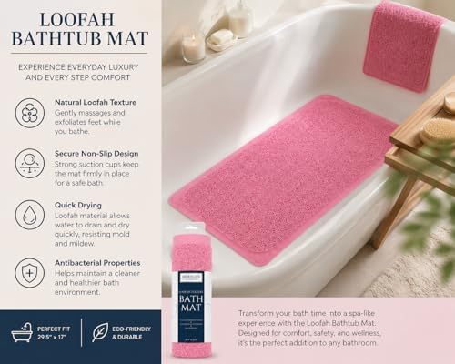 Home Expressions Non Slip with Suction Cups Loofah Bathmat 27"x15" & 29.5"X16.9" - Image 3