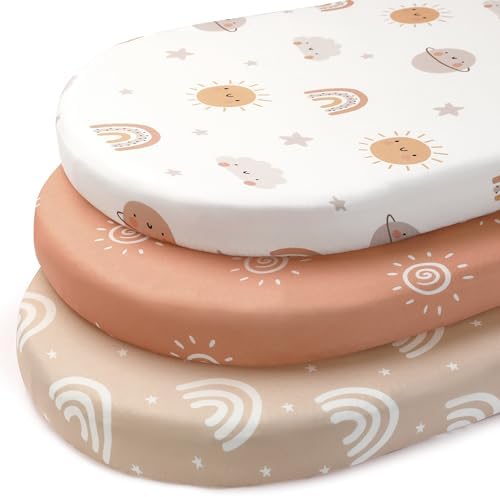 Baby Bassinet Sheets, 3 Pack Fitted Bassinet Mattress Sheets, Compatible by FIEMOL