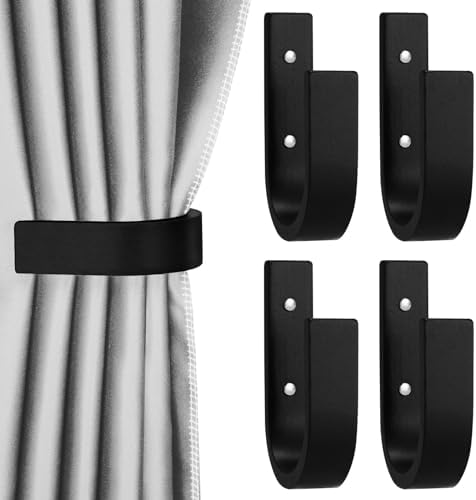 Kigley 4 Pcs Curtain Tiebacks Wood Holdback U Shaped Wall Mount by Kigley