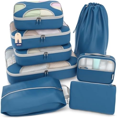 Shacke 8 Set Packing Cubes for Travel, Shoe & Toiletry Bags by Shacke