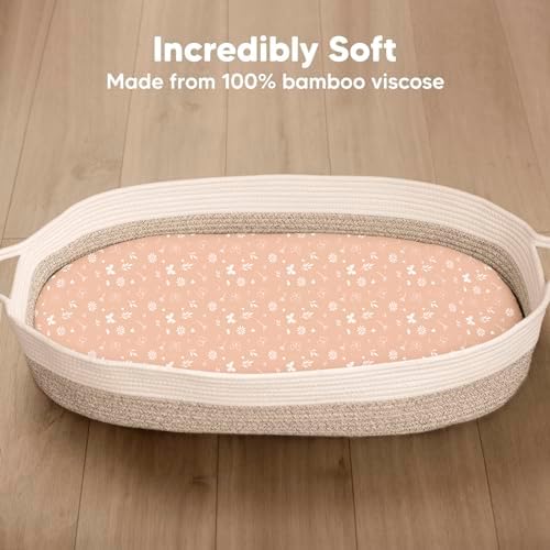 2-Pack Baby Bassinet Sheets Girl, 33x17 Bedside Sheets - Image 2