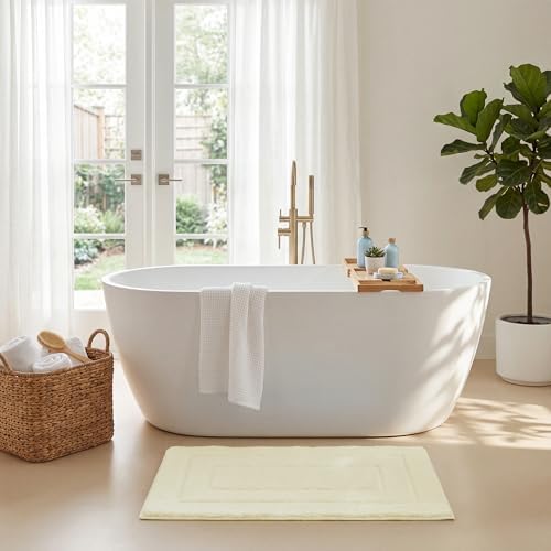 GRANNY SAYS Ivory Bathroom Rug 20" x 32", Non-Slip Microfiber Bath Mat - Image 2