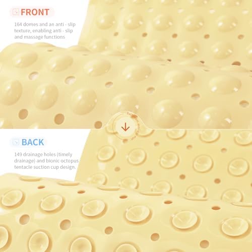 Anti-Slip Bathtub Shower Mat 21×21 Inch Light Yellow - Image 2