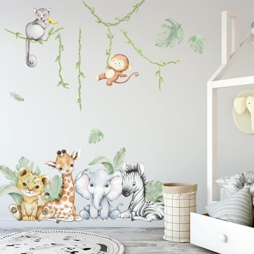 59.05x53.14 Inch Woodland Animals Wall Decals Forest Animal Wall Decal Elephant - Image 4