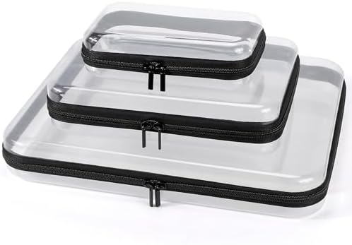 YOPCDJ 3 Pack Clear Hard Shell Zipper Case, Plastic Pouch by YOPCDJ