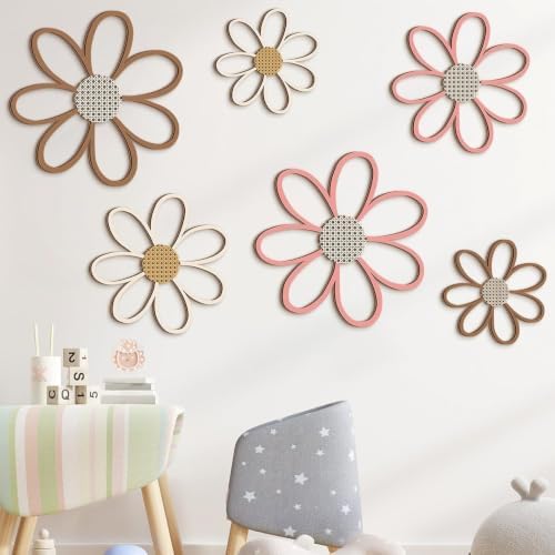 Thyle 6 Pcs Daisy Wall Decor Wooden Flower by Thyle