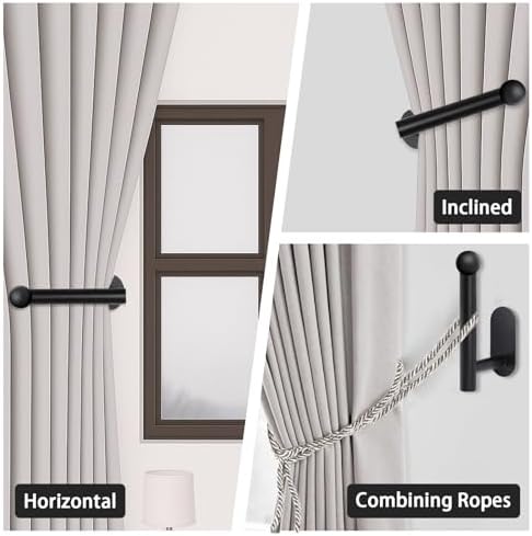 2 Pack Curtain Holdbacks, Adhesive Curtain Tiebacks, Wall Mounted Curtain Hooks - Image 7