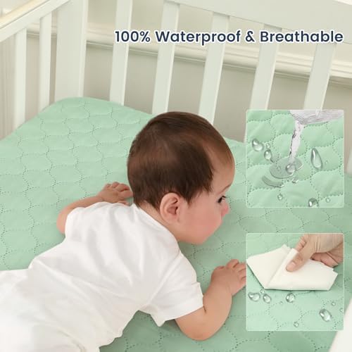 david's kids 2 Pack 52''x28'' Waterproof Crib Mattress Protector Pad Cover - Image 4