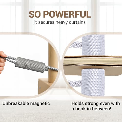 Hion Magnetic Curtain Tiebacks Grey 4pcs, Curtain Holdbacks Hooks Holders - Image 5