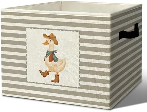 Rustic Western Cowboy Duck Storage Bins Boxes Handles by Unknown