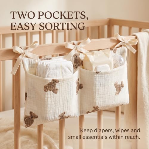 White Bedside Hanging Bags Milk Bottle Bib-Storage Crib Organizer Baby - Image 2