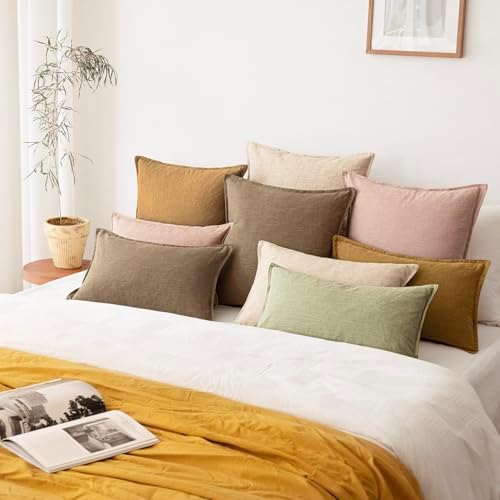 Foindtower Decorative Linen Lumbar Throw Pillow Covers 12x20 Light Pink - Image 7