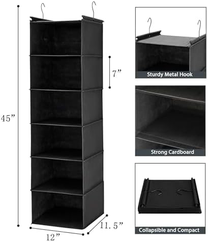 MAX Houser 2 Pack 6 Tier Hanging Closet Organizer - Image 3